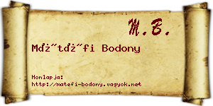 Mátéfi Bodony névjegykártya